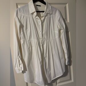 White tunic cotton button front blouse / made in Italy
